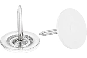 uxcell 80Pcs Upholstery Tacks, 11mmx13mm Flat Head Decorative Furniture Nails Thumb Tack for Furniture Sofa Headboards, White