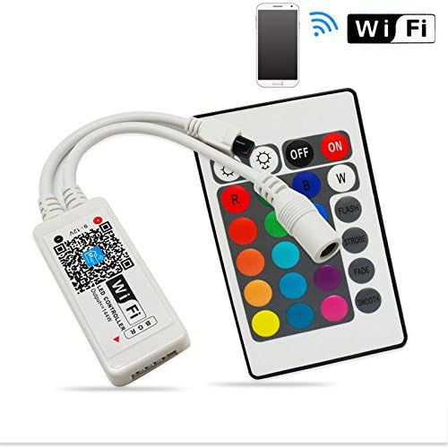 ADDCOME 16 Million Colors Wifi LED Controller , DC12V Mini Wifi IR 24 Key Remote Controller for LED Strip (RGB Controller)