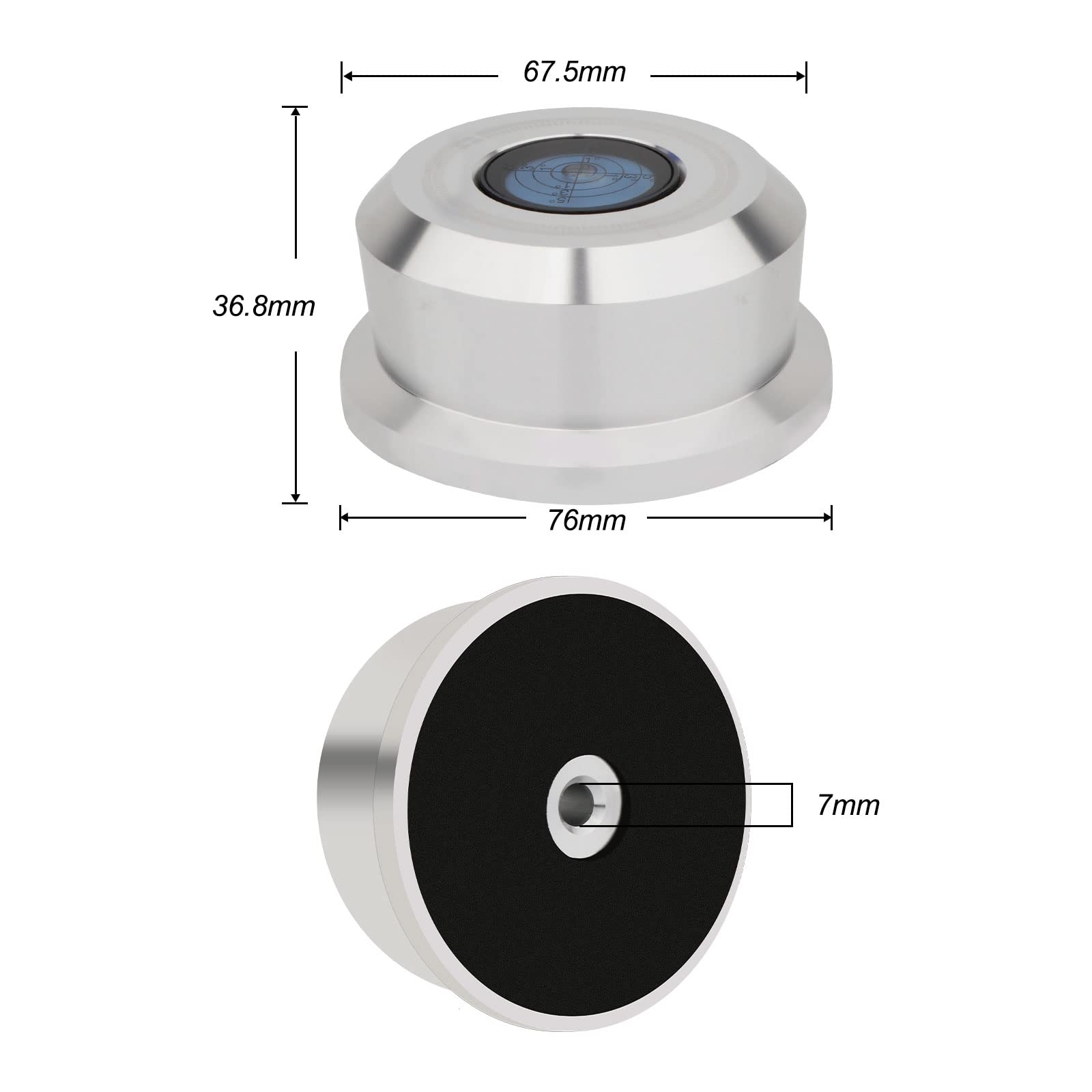 Monosaudio Schallplatte Gewicht 320G 60Hz Silber Vinyl Schallplatte Disc Stabilisator Plattenspieler Level Aluminium Vinyl Klemme Phono Gewicht LP Schallplatte Puck für Phonograph Plattenspieler 6