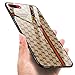 Anyos Compatible iPhone 7 Plus/iPhone 8 Plus Tempered Glass Painted Case, Ultra Thin Soft TPU + Silicone Bumper Anti-Scratch Shockproof Full Body Protective Hard Back Cover, Light Bee Lattice