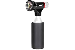 GORIX Bike Portable Pump Bicycle Air Pump CO2 inflator with Air Gauge Cylinder-Type CO2 Head Presta Schraeder (GX-COHM)