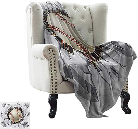 LsWOW Blanket as Bedspread Sports,Baseball and Old Plaster Concrete Wall Damage Illustration Competition,Ivory Pale Grey Orange Comfortable Soft Material,give You Great Sleep 50"x60"