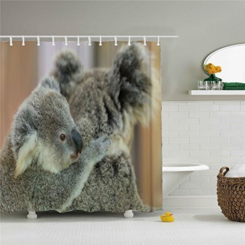 Creative Cute Koala Bear and Kangaroo Polar Bear Bath Dot Swirl Shower Curtain 72x72