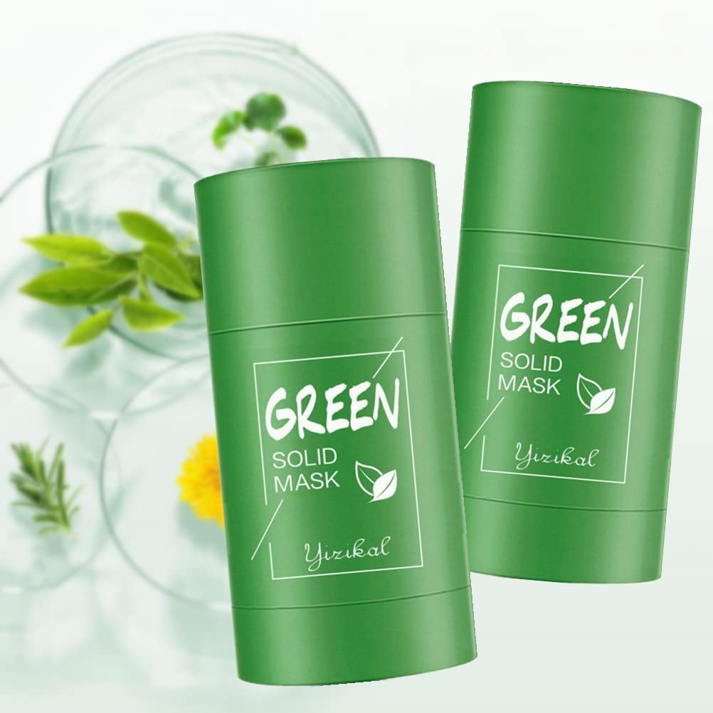 Green Tea Mask Stick Pack of 2 Green Tea Purifying Clay Stick Mask Oil Control Face Mask Blackhead Remover Mask Cream Wipe Stripes Moisturizes Controls Oil Acne-clearing Beauty Unisex