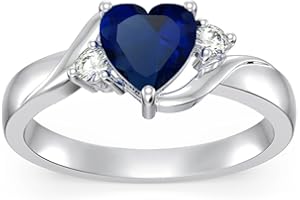 SHUSUKUE Heart/Oval/Round/Square Crystal Ring 925 Sterling Silver Minimalist Solitaire Birthstone Ring Personalized 1-12 Months Birthstone Engraved Ring Natural Moss Agate Ring Birthday Promise Jewelry Gift for Women Girls Her (with Gift Box)