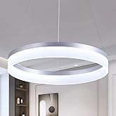 Buccleuch Modern LED Chandelier - Dimmable 19.7" Silver Round Pendant Light, Height Adjustable UL-Certified Ceiling Light for