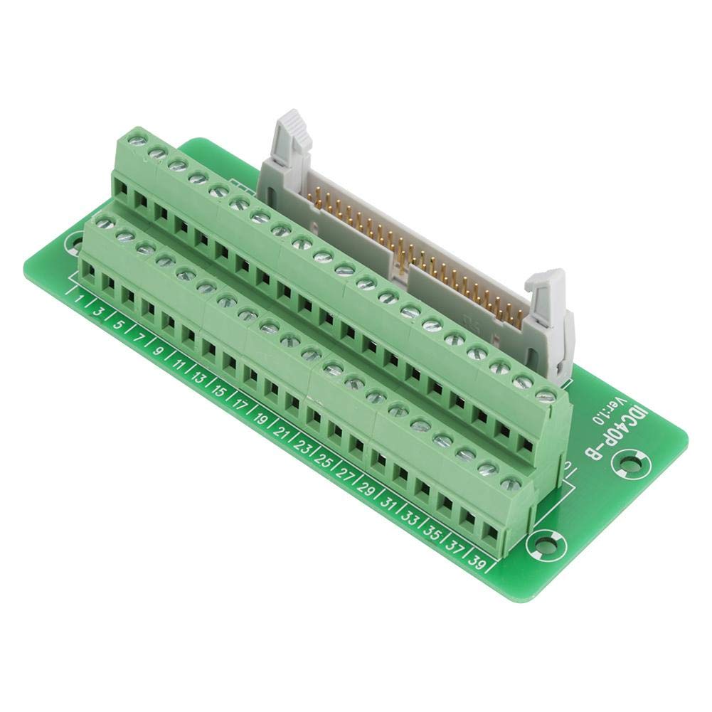 Hilitand 40Pin Green Plastic Screw Terminal Block Connector for PLC, DIN Rail Mount