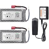 Hosim 2pcs 7.4V 1600mAh 25C T Connector Li-Polymer Rechargeable Battery Pack and 1pcs Balance Charger, Li-Po Rechargeable Battery for Hosim 9125 Truggy High Speed Truck Accessory Supplies
