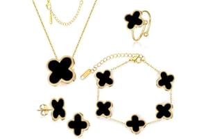 CARVENSEY LUCKY CLOVER 18K Gold Plated Jewelry Set for Women With Gift Packaging Box, Gift for Women for Birthday, Vlentine's Day, Chiristmas, New Year, Anniversary