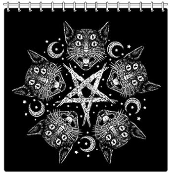 Amazon Com Too Fast Cat A Gram Pentagram Witch Shower Curtain