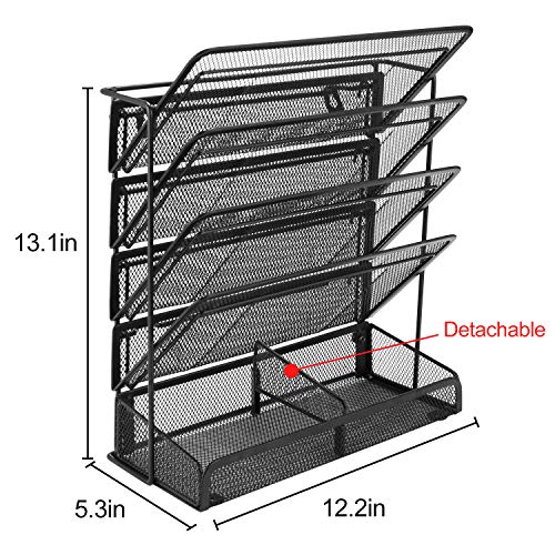 Samstar Desktop Letter Tray Organizer/Also be a Hanging Wall File Holder Organizer with Sorter Drawer,Black