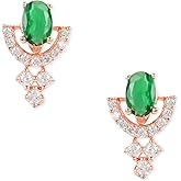 I Jewels Rose Gold Plated Fashion Cubic Zirconia Diamoand Stud Earrings For Women