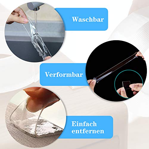 HAKACC Waschbares Spurloses Klebeband, 6M Nano Doppelseitige Klebebänder Nano Tape Multifunktionales Wiederverwendbares Doppelseitiges Klebeband