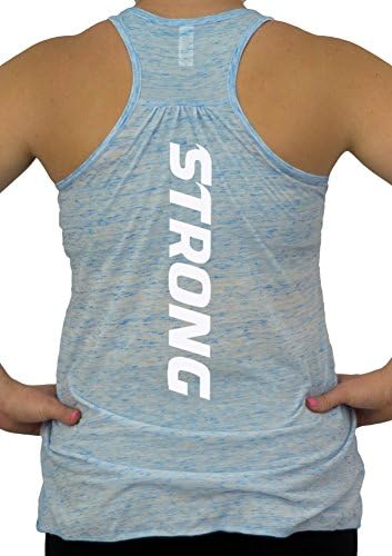 Shine Athletica Women's Workout Strong Fitness Flowy Racerback Tank Top S Blue Marble