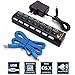 ONCHOICE USB 3.0 Hub 7 Port Splitter with On/Off Switch High Super Speed Adapter Including Cable 100centimeter for Laptop PC Data Transmission