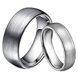 6mm/8mm Dome Brushed Matte Tungsten Metal Ring Comfort Fit Wedding Band for Men Women