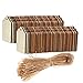 Juvale 100 Pack Unfinished Wooden Tags for Crafts with Holes and Twine, Wood Gift Tag (2.7 x 1.5 in)