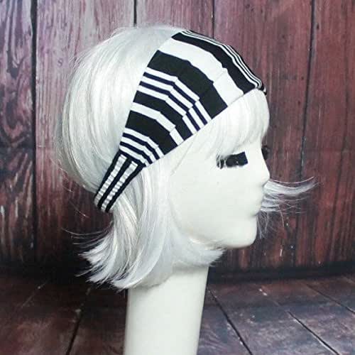 Striped Black White Headband Handmade