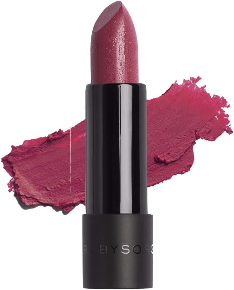 Ruby's Organics Semi-Matte Lipstick | Organic and Natural Makeup | Paraben Free | Crutely Free -Sherry Soft Berry , 3.7g