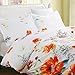 Vaulia Lightweight Microfiber Duvet Cover Set, Colorful Floral Print Pattern, White/Orange Color - Twin Size