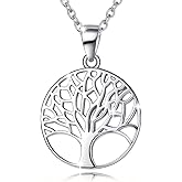 AGVANA Sterling Silver Necklace for Women Family Tree of Life Pendant Necklace Dainty Jewelry Anniversary Birthday Gifts for Women Mom Grandma Wife Daughter Her Yourself, 16"+2"