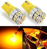 JDM ASTAR Extremely Bright Canbus Error Free 3014 Chipsets 194 168 2825 W5W T10 LED Bulbs, Amber Yellow