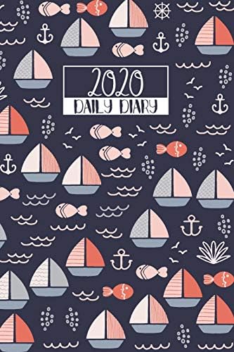 2020 Daily Diary: A5 Day on a Page to View Full DO1P Planner Lined Writing Journal | Navy & Coral Beach Seaside Sailing Boats Pattern (2020 Daily Diaries) Paperback – 22 Nov. 2019