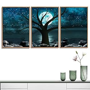 3 Piece Framed Canvas Wall Art for Living Room, Bedroom Abstract Tree Canvas Prints for Home Decoration Ready to Hang - 16"x24"x3 Panels