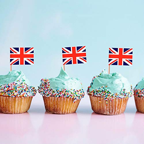 Topoox 100 Pack British Flag Party Cupcake Picks Toothpick Flag Dinner Flags Cake Toppers Decorations - Thumbnail 4