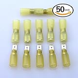 Glarks 50pcs 12-10 Gauge Fully Insulated Female Male Spade Nylon Heat Shrink Waterproof Quick Disconnect Electrical Insulated Crimp Terminals Connectors Assortment Kit