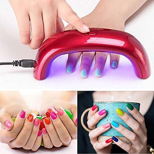 Powerful 9W ULTRA FAST Portable Mini LED CCFL Nail Dryer Curing Lamp Machine UV Gel Nail Polish (Red)