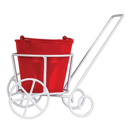 TrustBasket Trolly with Bucket Planter for Small Indoor Plants - Red