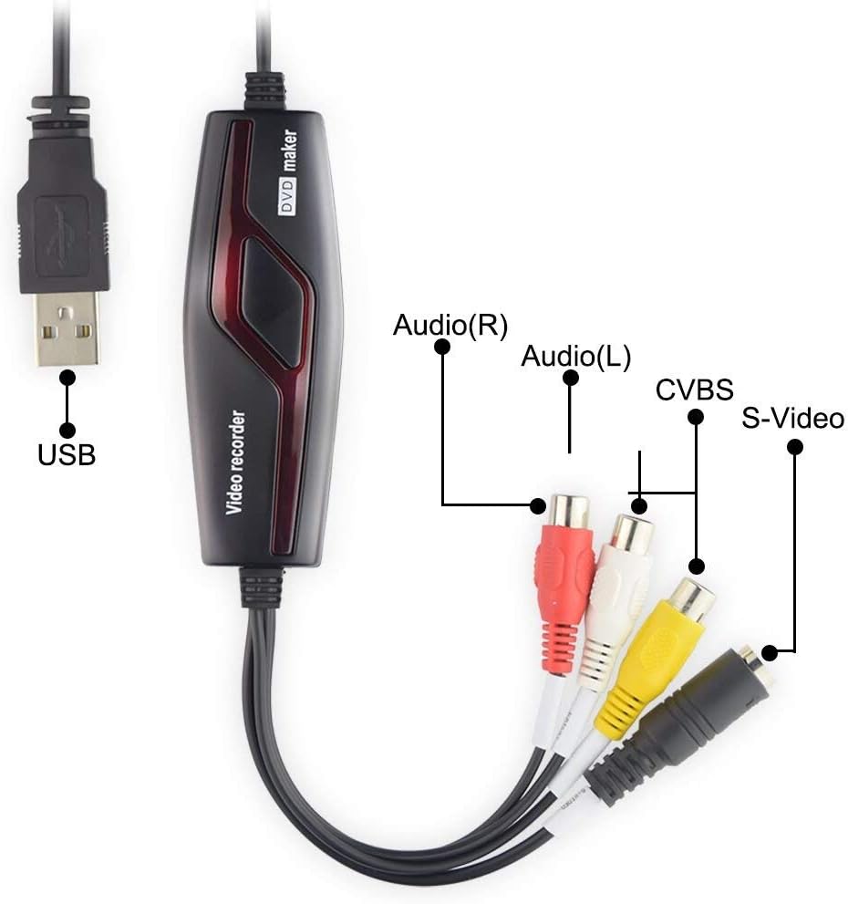 Video Capture Converter, VHS to DVD Capture Analog Video to Digital for Mac or Windows 10 PC: Home Audio & Theater