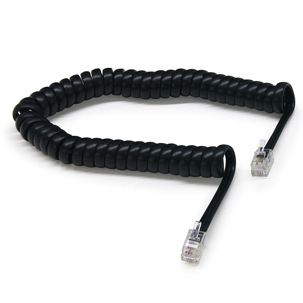 Waytex 39105 Telephone Handset Cord Expandable Spiral Flat Cable RJ9 35 cm to 2 m