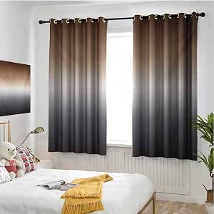 hengshu Ombre Blackout Curtains - Gasket Insulation Brown and Grey