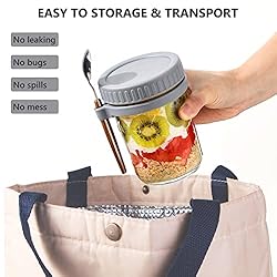 Overnight Oats Containers with Lids and Spoon, 4