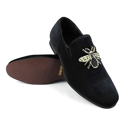Velvet Loafers Bees Mens Velvet Slip On Bee Embroidered Dress