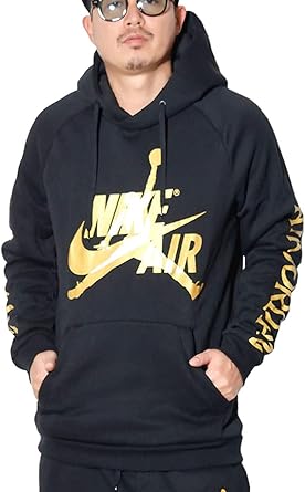 Amazon ナイキ ジョーダン パーカー メンズ 裏起毛 スウェット 大きいサイズ Nike Jordan ジャンプマン プルオーバー Bv6010 ブラック ゴールド M 並行輸入品 トレーナー パーカー 通販