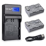 TOP-MAX 2-Pack EN-EL3e Battery with USB Charger LCD Screen for Nikon D80 D30 D50 D70 D70S D90 D100 D200 D300 D300S D700