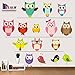 PARLAIM 0043 Owl and Bird Animal Wall Stickers,Peel and Stick Removable Wall Decals for Kids Nursery Bedroom Living Room