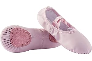 TETSUO Girls Ballet Shoes, Indoor Dance Flats Slippers for Kids, Toddlers Dancing, Yoga