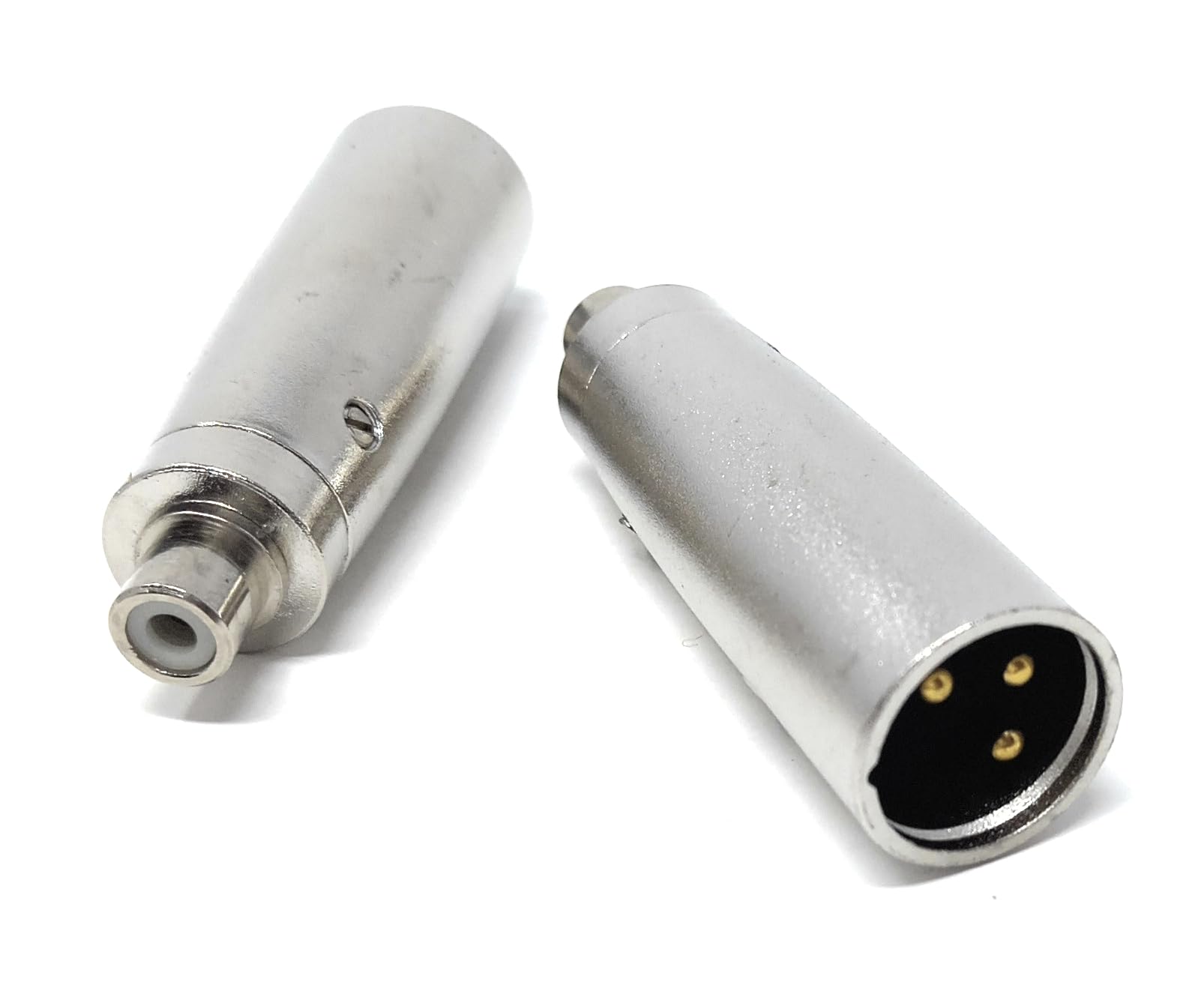 DRUT 2pcs. XLR Male to RCA Female Adapter Cable Changer - 3 Pin XLR M to RCA F Converter Silver