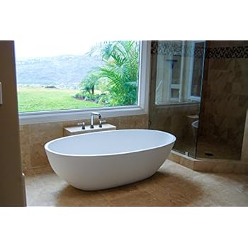 Luxury freestanding soaking bathtub with overflow (white ...