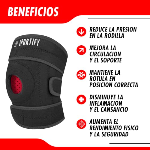 SPORTIFY Rodillera Ortopédica y Deportiva con Estabilizadores: Máximo Apoyo, Alivio del Dolor, Compresión y Transpirable para Hombres, Mujeres, Deportes, Tercera Edad y Recuperación Postoperatoria