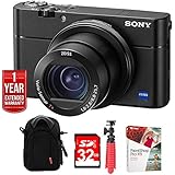 Sony DSC-RX100 V 20.1MP Cyber-shot Digital Camera (Black) + 1 Year Extended Warranty with 32GB Deluxe Bundle