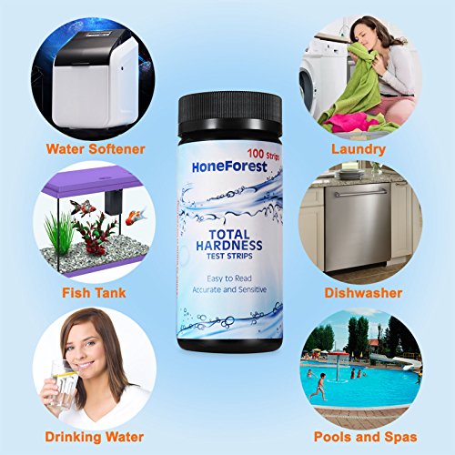 Water Hardness Test Strips,Upgraded 100ct,0425 mg/L, HoneForest Hard