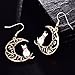 Cat Moon Earrings Black Cat Earrings Gold Cat Earrings Carved Moon Earrings for Women Teen Girls Thanksgiving Earrings Halloween Earrings(black)