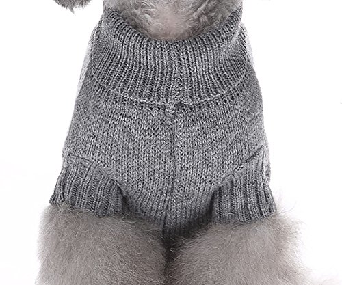 MaruPet Christmas Dog Ribbed Knit Sweater Knitwear Turtleneck Toxic Kintted Doggie Halloween Hoodies Apparel for Small Dog Gray XL
