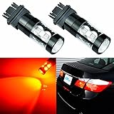 JDM ASTAR Extremely Bright Max 50W High Power 3056 3156 3057 3157 LED Bulbs ,Brilliant Red ( Only work for standard socket , not for ck socket)