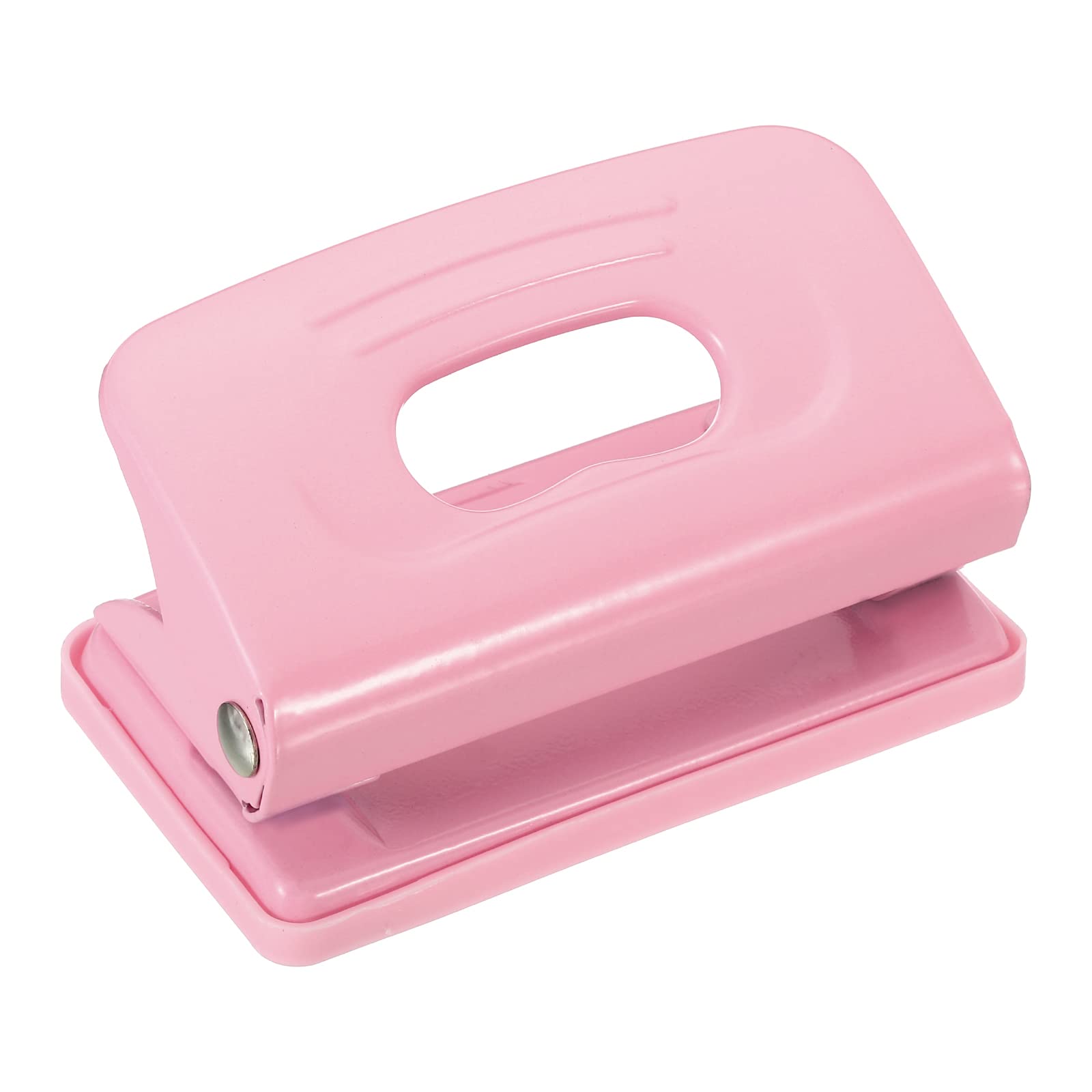 PATIKIL 1/4" 2 Hole Paper Punch, Metal Hole Puncher 8 Sheet Punch Capacity Hole Punch for Office and Home, Pink